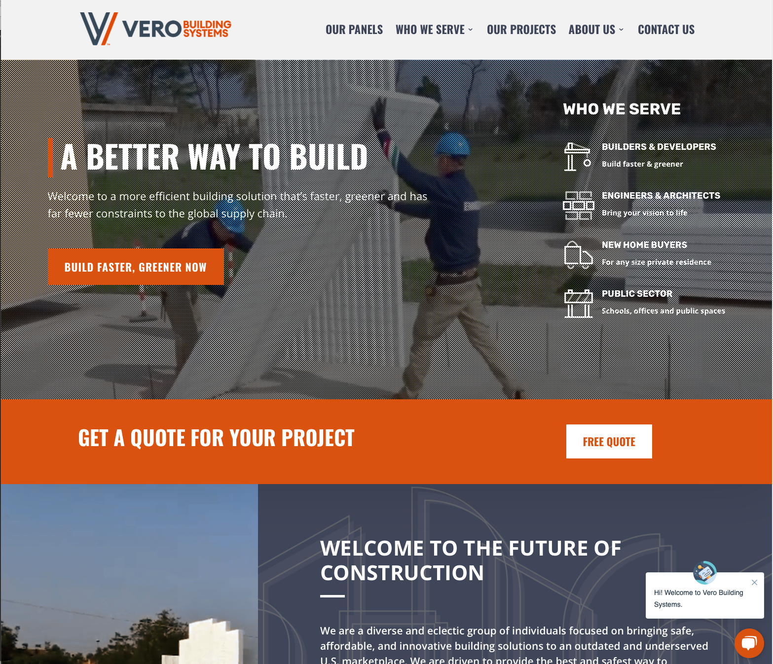 Vero Building Sytems: Website (image 1)